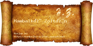 Hambalkó Zoltán névjegykártya