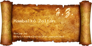 Hambalkó Zoltán névjegykártya